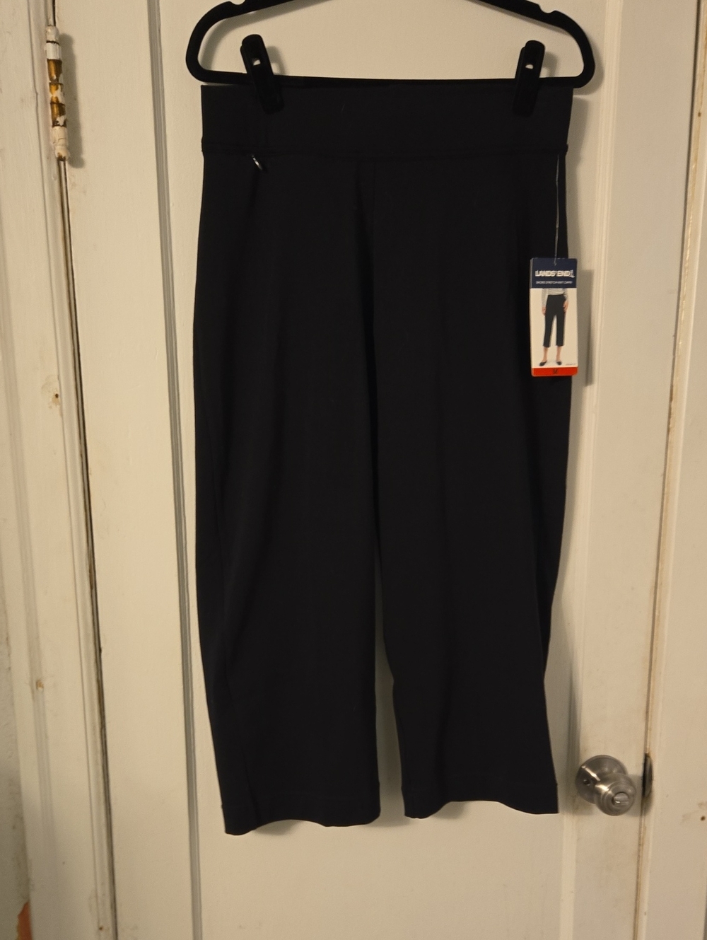 Lands' End Black Cropped Ponte Kickflare Pants